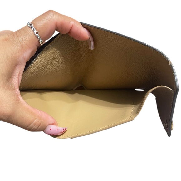 RARE Authentic LV Beige Calf Leather & Monogram Canvas Double V Flap Wallet - Picture 5 of 12